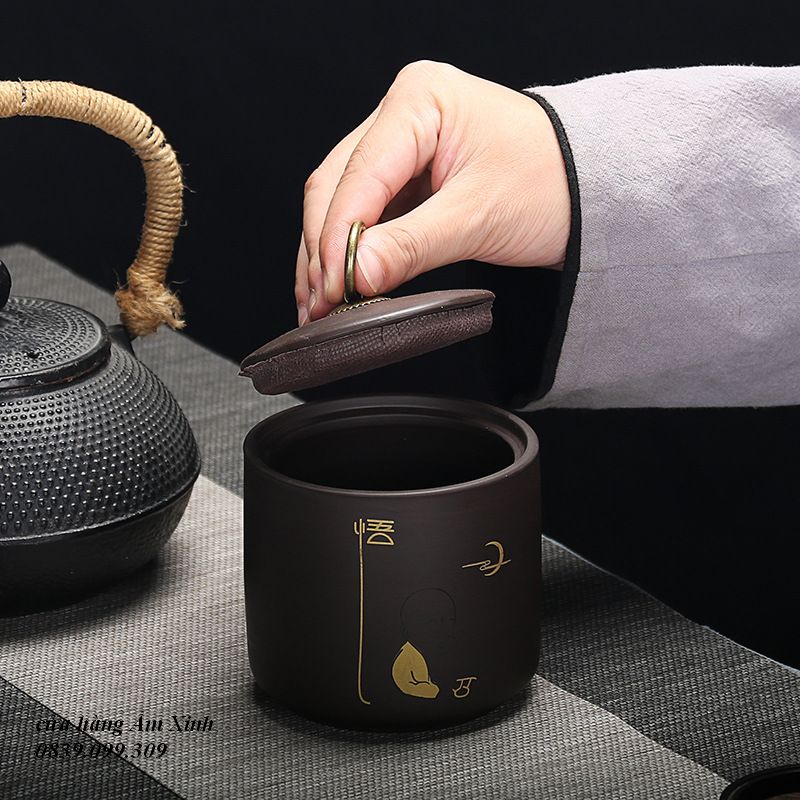Hũ, Bình đựng trà bằng gốm (cỡ lớn, nắp rất khít)