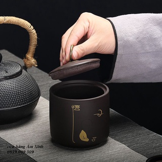 Hũ, Bình đựng trà bằng gốm (cỡ lớn, nắp rất khít)