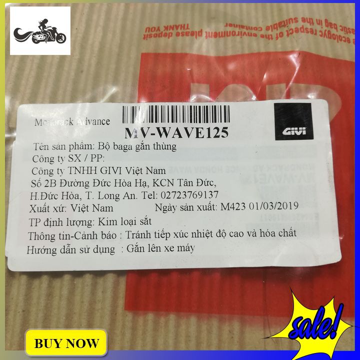 Baga sau Givi gắn xe máy Honda Wave 125 - Phân Phối Chính Hãng