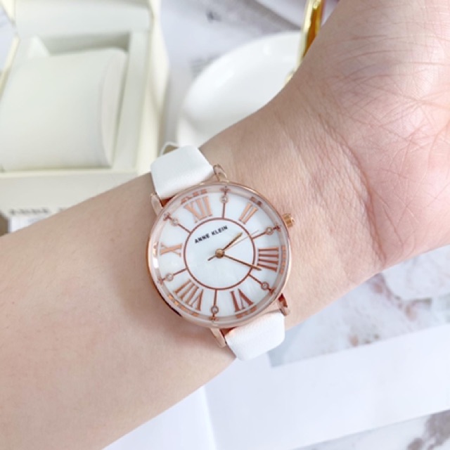 Đồng hồ nữ ANNE KLEIN dây da trắng model AK/3094RGWT #5