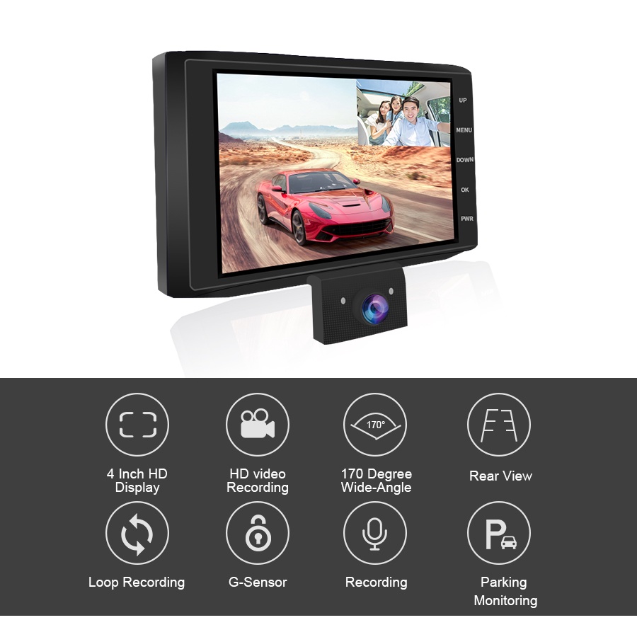 Camera hành trình xe hơi DVR 1080P HD 4.0 Inch 3 hỗ trợ quay đêm
 | BigBuy360 - bigbuy360.vn