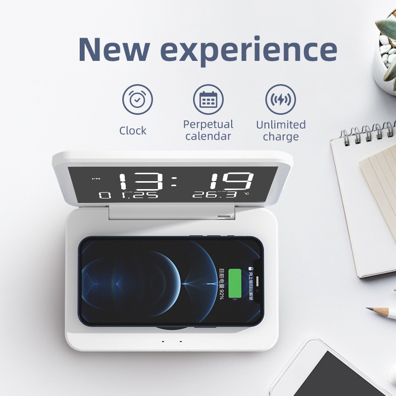 Đồng hồ để bàn thông minh kèm đế sạc không dây 15W ORYCOOL FoldThin Xếp Gọn