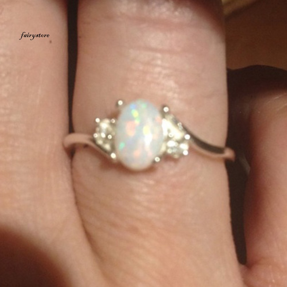 Nhẫn Hợp Kim Đính Đá Opal Nhân Tạo Thời Trang Cho Nữ