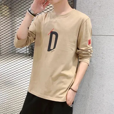 Áo thun cotton tay dài cổ tròn dáng rộng thời trang mùa thu mới cho nam