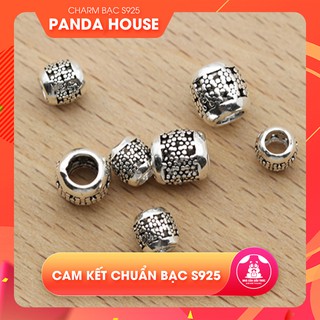 Charm bạc s925 chặn hạt họa tiết hoa văn - Panda House