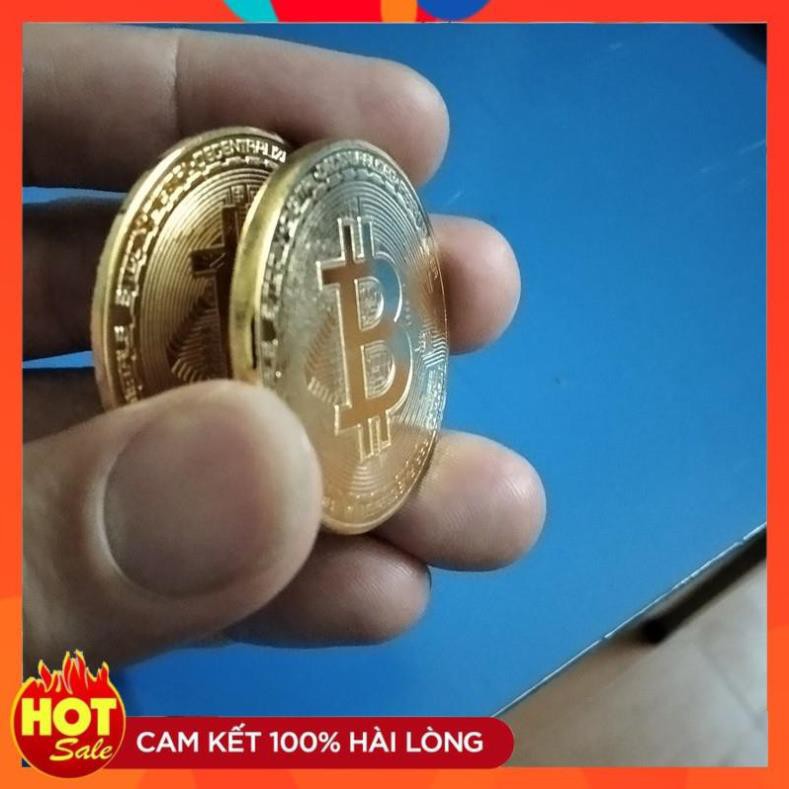 Đồng xu bitcoin mạ vàng lưu niệm, đường kính 40mm dày 1.2mm; 2.5mm + kèm hộp nhựa bảo vệ chống xước