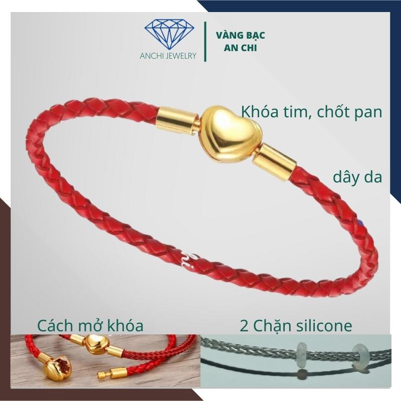 Vòng tay dây cáp đeo lu thống / charm phong thủy - khóa trái tim , Anchi jewelry