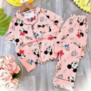 Bộ thun dài tay bé gái, đồ bộ thun pizama dài tay