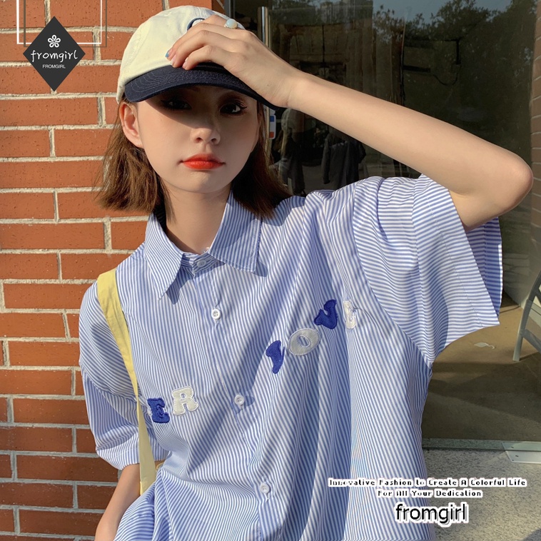 Áo Sơ Mi Tay Ngắn Dáng Rộng In Chữ Phong Cách Hàn Quốc Thời Trang Mùa Hè 2022