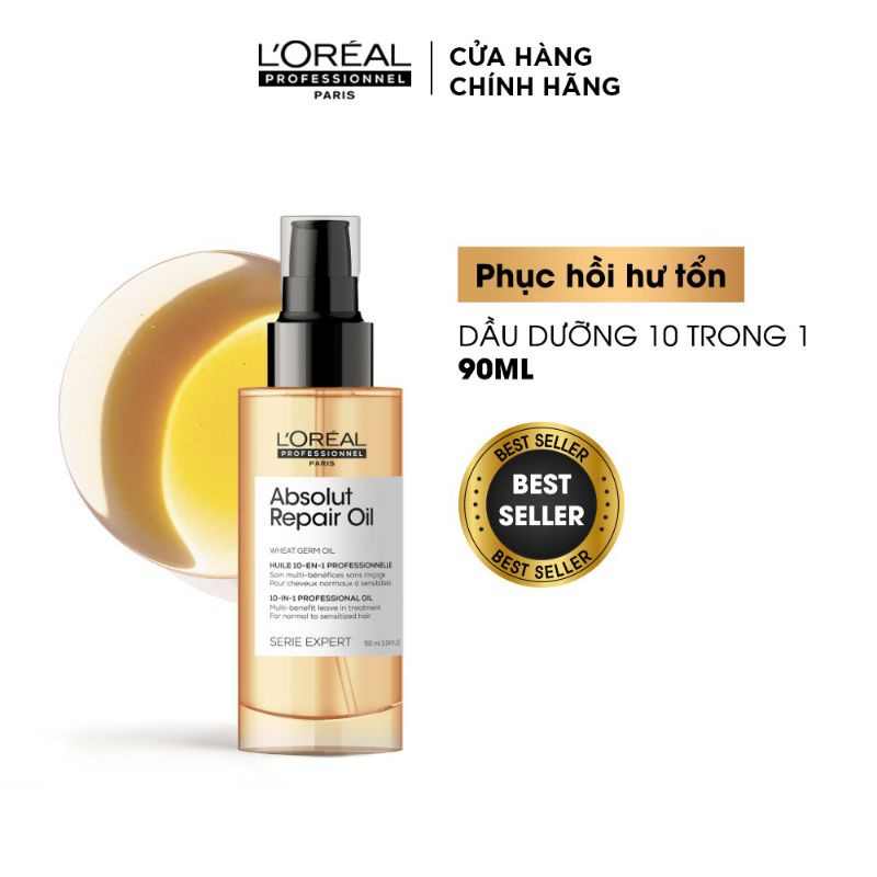 Tinh Dầu Phục Hồi Hư Tổn Loreal Professionnel - 10 in 1 Absolut Repair Gold 90ml