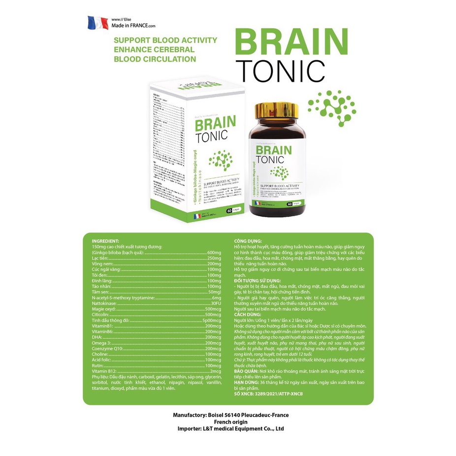 BRAIN TONIC VIÊN BỔ NÃO NHẬP KHẨU PHÁP