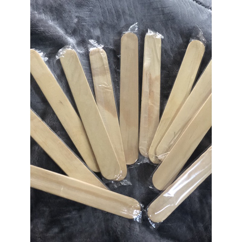 100 que đè lưỡi gỗ, que wax lông ( đã tiệt trùng ) 15cm