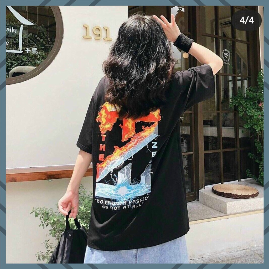 ÁO THUN TSHIRT NAM NỮ 1 CỠ FORM DÁNG RỘNG DƯỚI 65KG MẶC VỪA (LỬA BĂNG ZED) | BigBuy360 - bigbuy360.vn