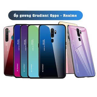 Ốp lưng gương cứng 2 màu Gradient Ver 2 , viền TPU dẻo đen cho các dòng Oppo A9 2020 / A11X / Realme 5 - 5i - 5S...