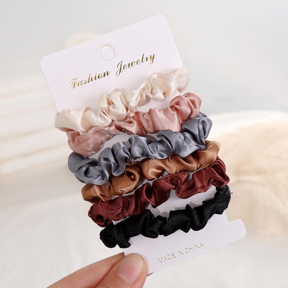 Set 4 / 6 Dây Cột Tóc Đuôi Ngựa Chất Liệu Nhung / Nhung Màu Sắc Cầu Vồng Phong Cách Cổ Điển