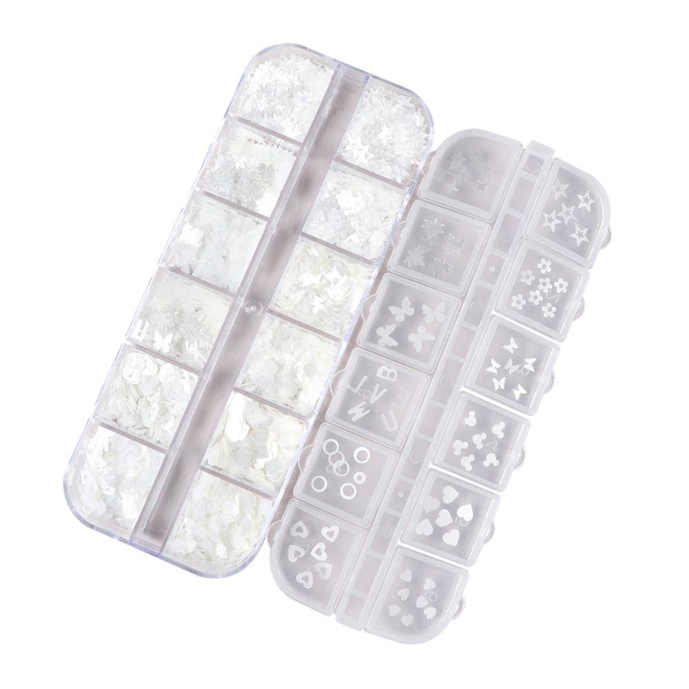 Hộp Kim Tuyến 12 Ngăn In Chữ Dùng Trang Trí Móng Tay Nghệ Thuật DIY