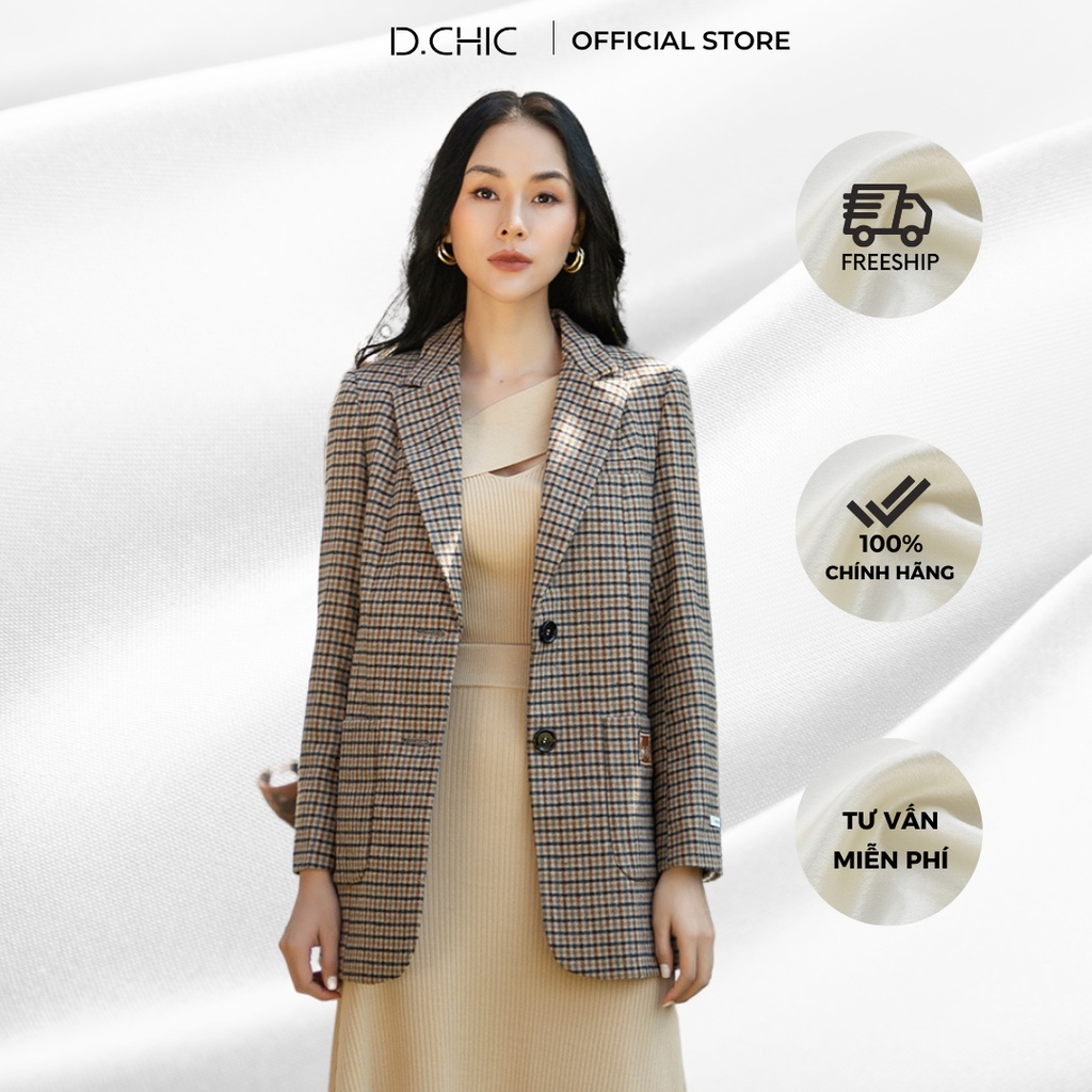 Áo vest cổ 2 ve vạt tròn 2 túi ốp D.CHIC MS: 970264