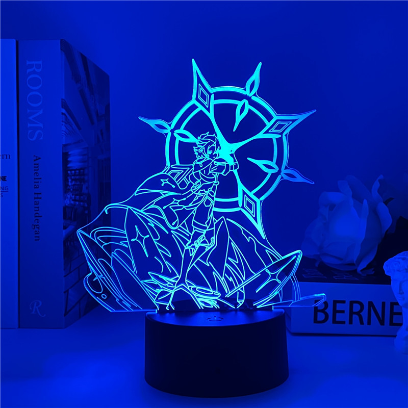 Đèn Ngủ LED 3D Điều Khiển Từ Xa Hình Nhân Vật Genshin Impact Có Cổng USB