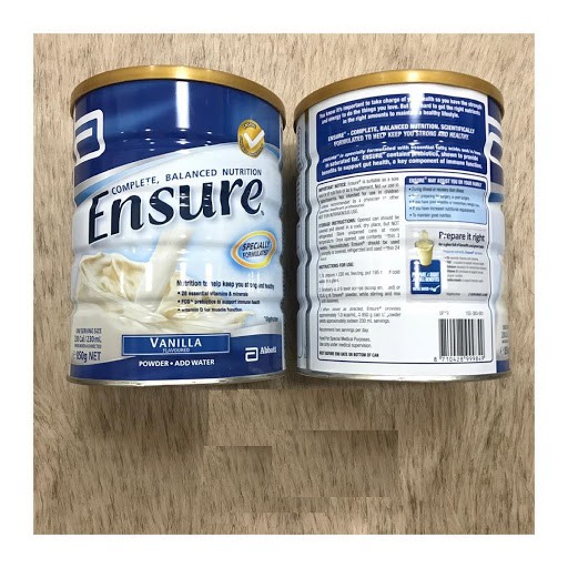 [Date 30/06/2022] Sữa bột Ensure vị VANILLA 850g 100% nhập khẩu từ Úc