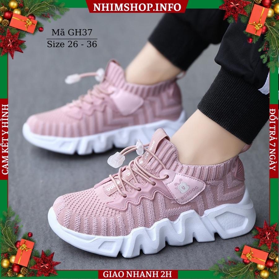 Giày thể thao bé gái 3 - 10 tuổi len thun co giãn cao cấp chính hãng Bobdog êm nhẹ kháng khuẩn đi học chạy bộ GH37