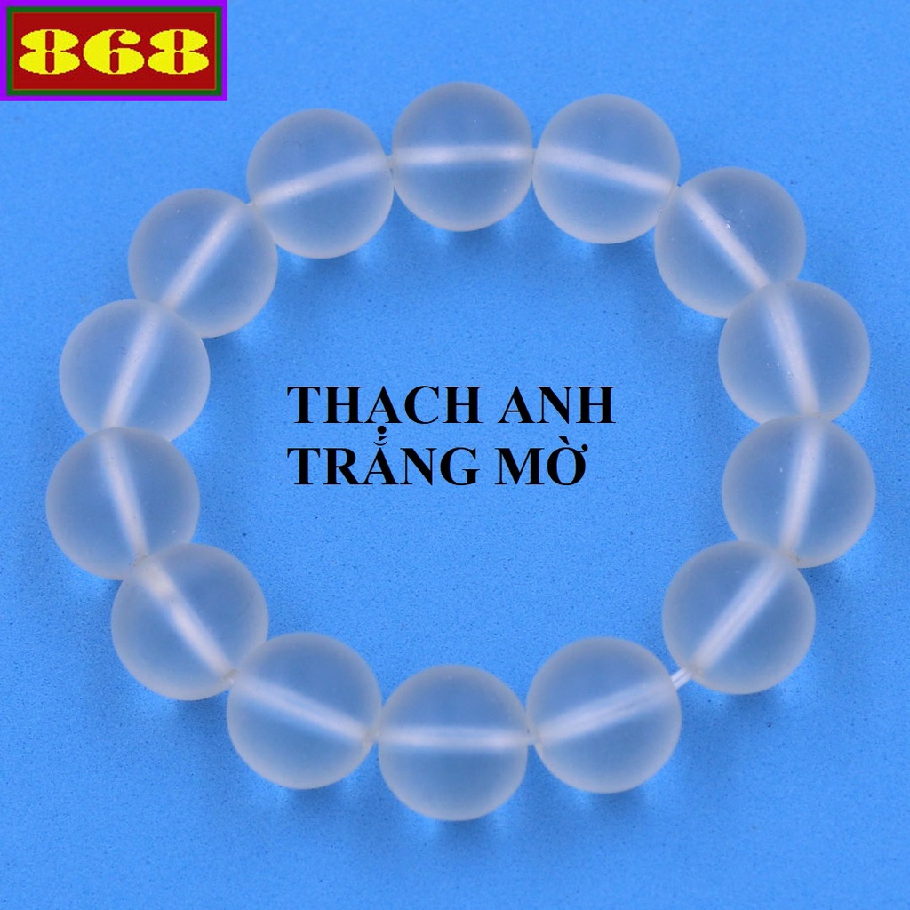 Chuỗi hạt đeo tay Đá Trắng 14 ly 14 hạt - Hợp mệnh Kim, mệnh Thủy - Vòng chuỗi phong thủy đem lại bình an, may mắn