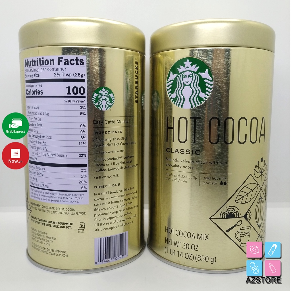 Bột cacao Hot Cocoa Classic - STARBUCKS Hot Cocoa Classic 850g Mỹ