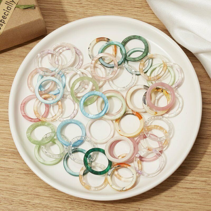 Bộ 5 / 10 Nhẫn Nhựa Acrylic Trong Suốt Nhiều Màu