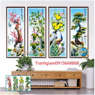 Tranh đính đá tứ quý tuyệt đẹp kt 136-90(kèm hình thật)