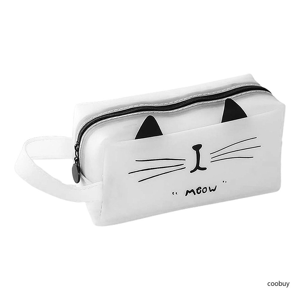 Hộp bút silicon cỡ lớn đựng vừa máy tính hình mèo dễ thương