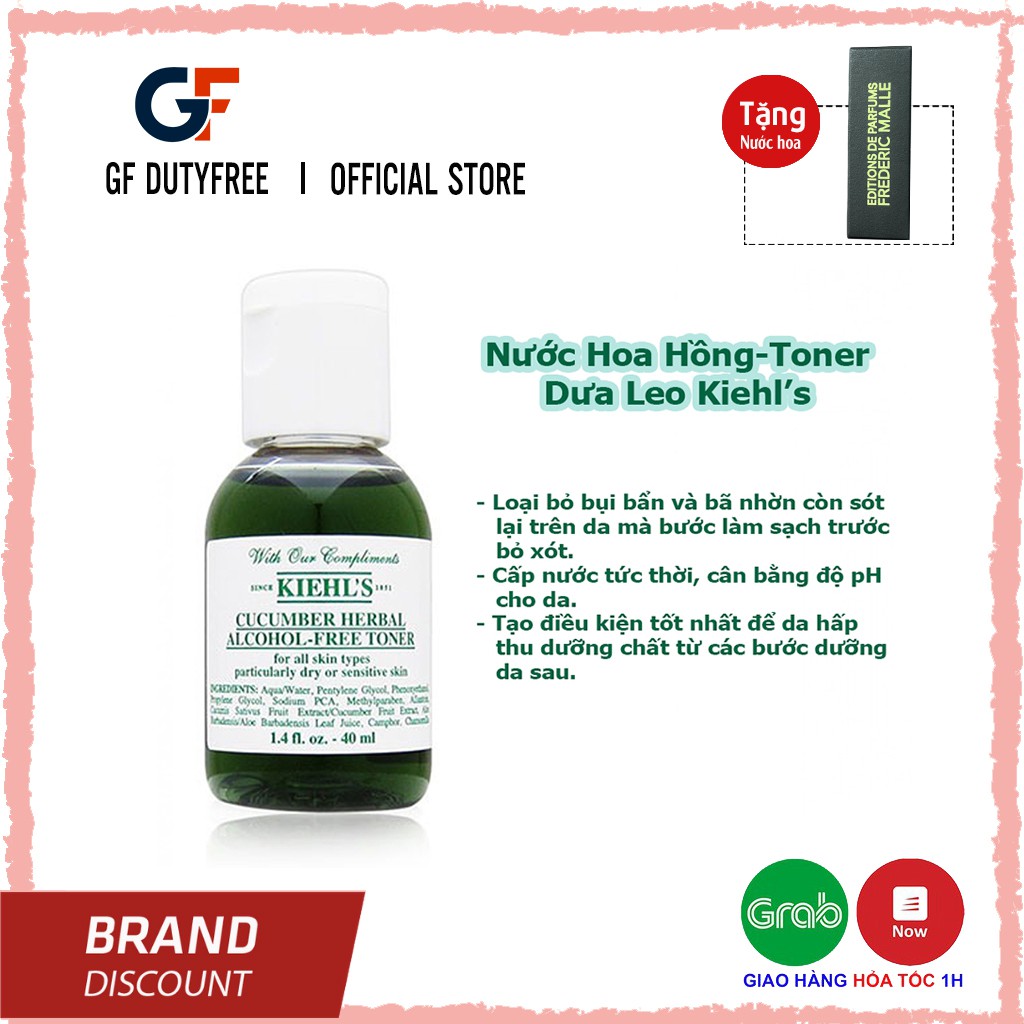 [Tặng Nước Hoa + Voucher Giảm Giá] Nước Hoa Hồng Dưa Leo Kiehls Cucumber Herbal Alcohol Toner 40Ml Minisize