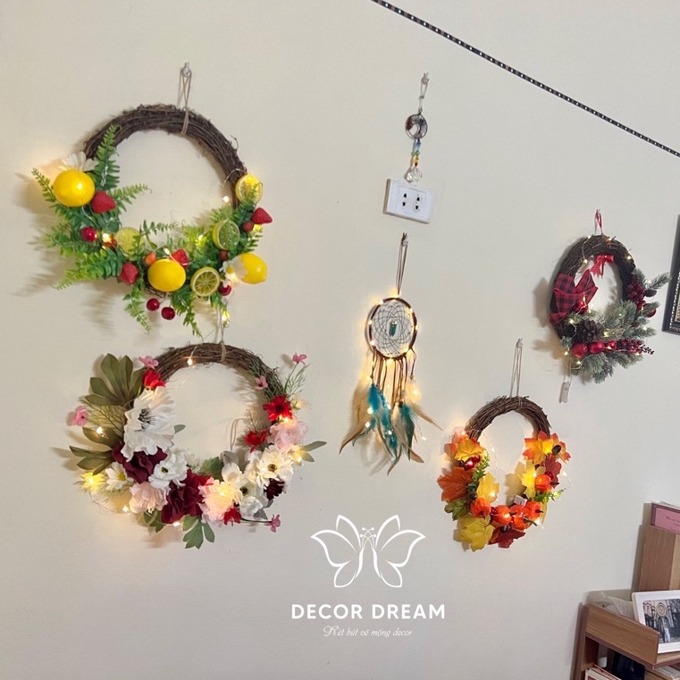 Vòng nguyệt quế trái cây mùa hè, trang trí trại Trung Thu, decor tưới mát tâm hồn ngày nắng hạ, treo cửa