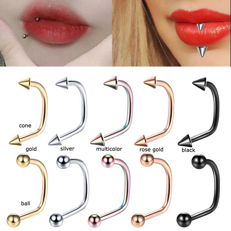 1 Khuyên Môi Inox Chữ U Phong Cách Punk Cá Tính 16gauge 10mm 12mm