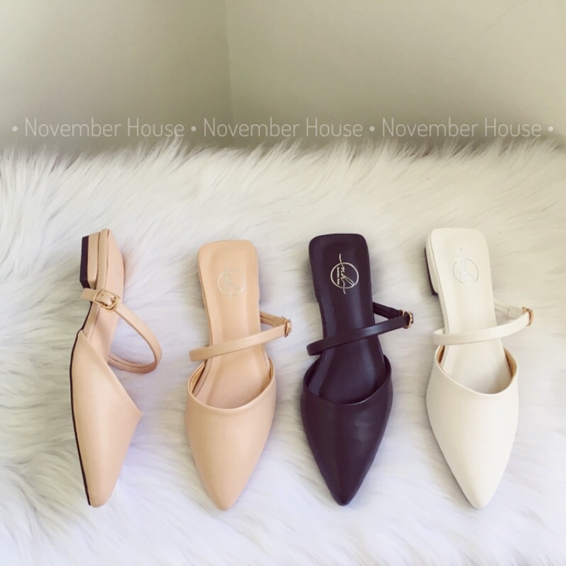 Dép sục gót thấp kiểu dáng mũi nhọn quai ngang đơn giản, 3 màu dành cho nữ, SB25