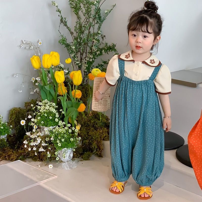 Áo Thun Tay Ngắn Dạng Phồng Cổ Bẻ Họa Tiết Hoa Thời Trang Mùa Hè Ngọt Ngào Cho Bé Gái