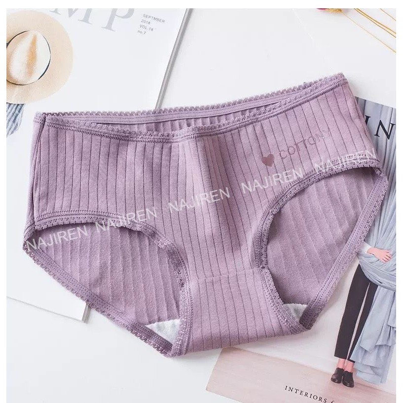 Quần Lót Nữ Cotton Gân Tăm-Quần Chíp Nữ Kháng Khuẩn Dễ Thương Mềm Mịn Cottony QL03