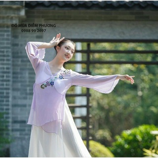 OD - A122 | Áo voan múa cổ trang thêu hoa - Đồ Múa Diễm Phương