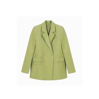Áo blazer dáng rộng màu xanh bơ