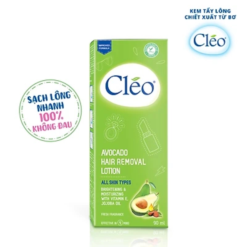 Kem tẩy lông Chiết Xuất Bơ Cleo dạng sữa dành cho vùng tay chân dành cho mọi loại da 90ml