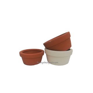 Chậu đất nung Trệt 12x6 (đỏ/trắng)