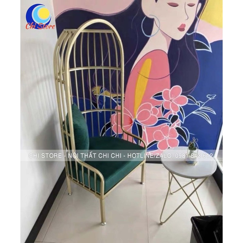 Ghế Lồng Chim Màu Vàng Gold Sang Chảnh Cho Quầy Tiếp Khách, Trang Trí Nhà Cửa