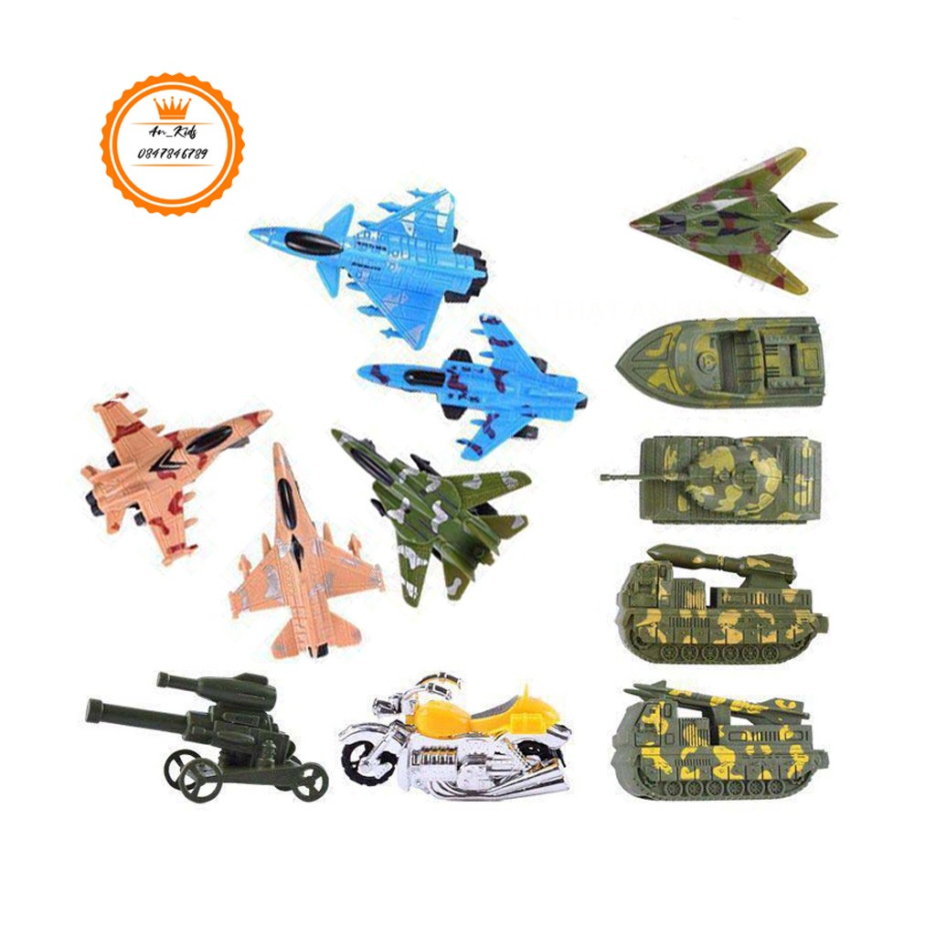 Bộ 12 Máy Bay Mô Hình ,Oto ,Xe Máy Quân Sự Cực Đẹp  An Kids