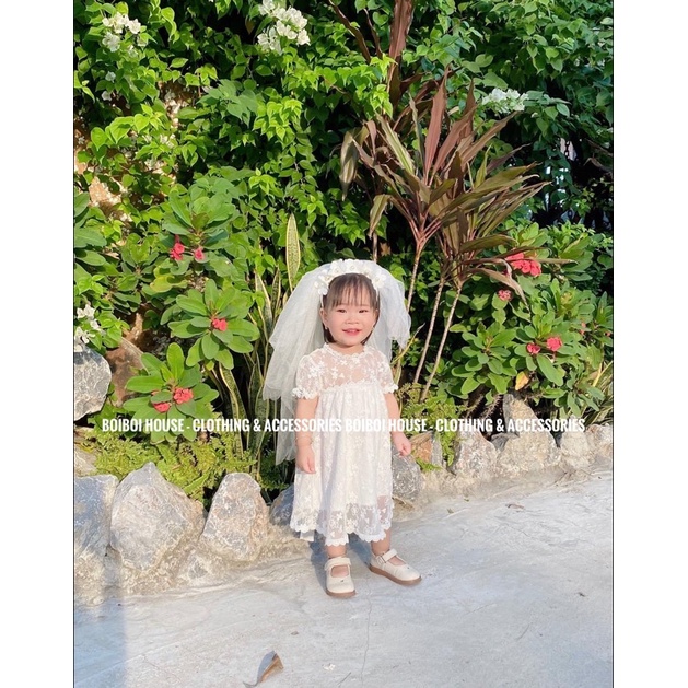 Bờm tóc hoa voan sinh nhật công chúa phong cách Hàn Quốc cho bé cực yêu, lúp cô dâu