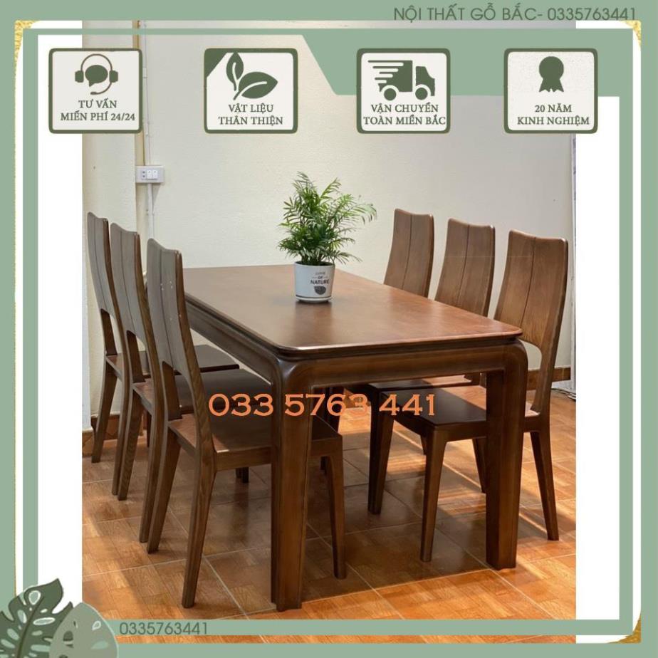 Bộ bàn ăn 4 ghế hoặc 6 ghế tùy chọn, gỗ sồi nga mặt đá hoặc mặt gỗ sang trọng