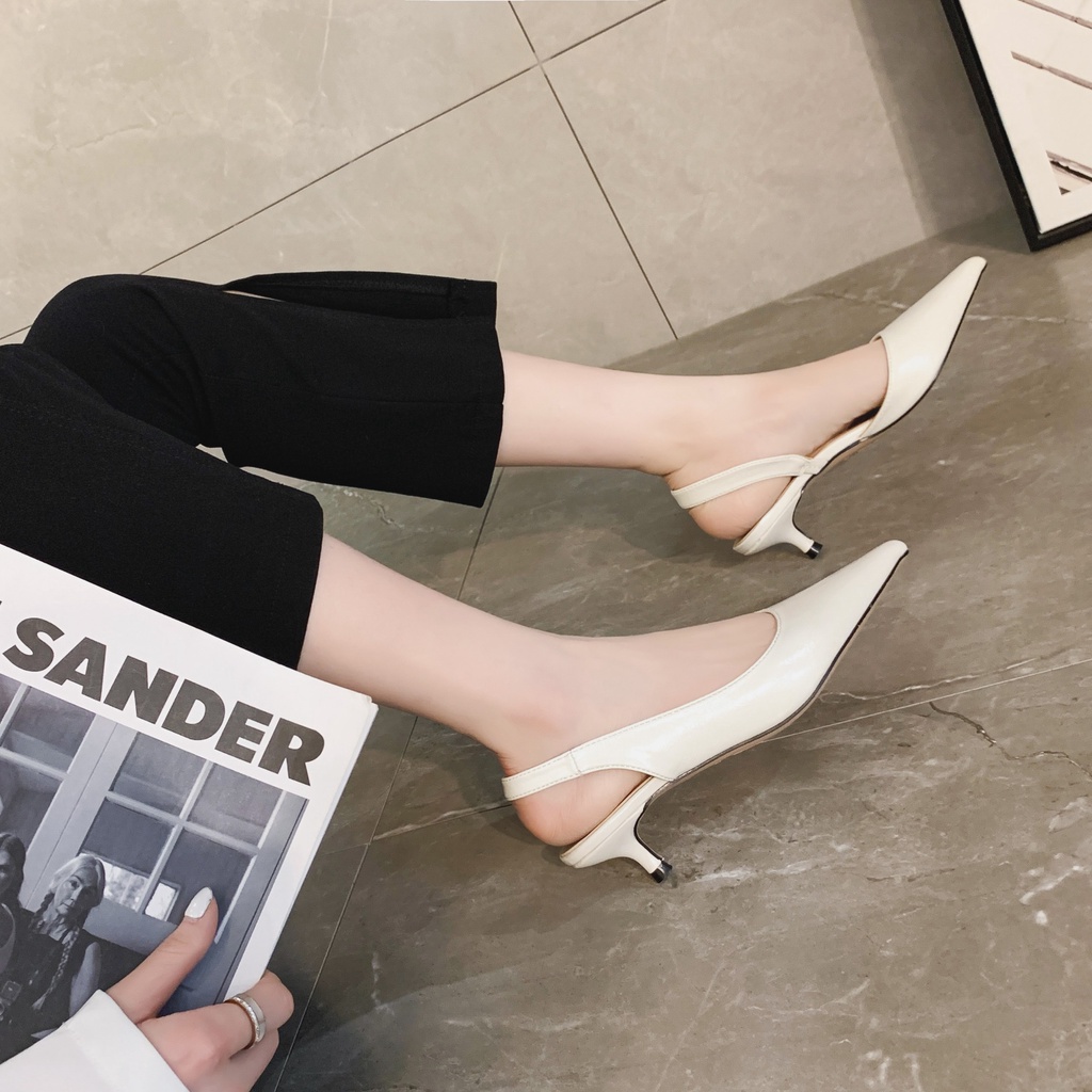 Giày Cao Gót Nữ Slingback Da Mịn Ôm Chân Cidu GN07