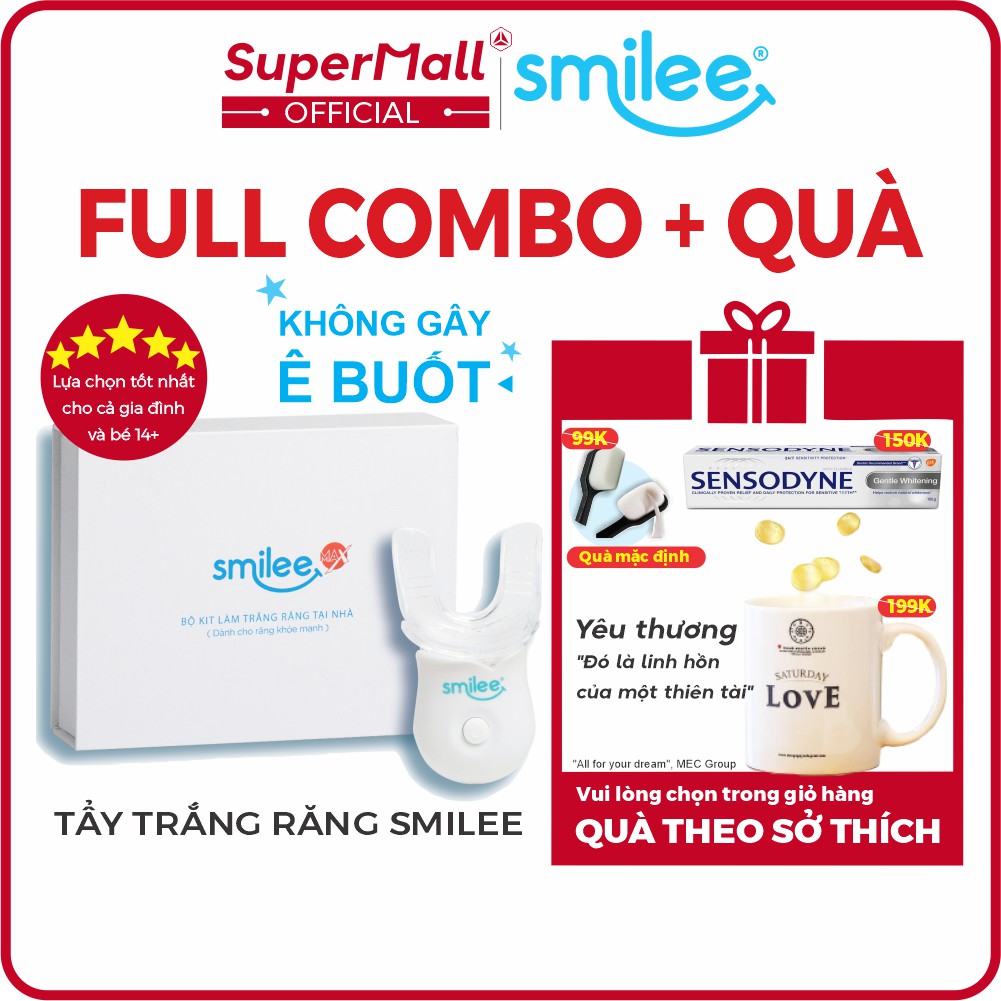 Smilee - Bộ kit tẩy trắng răng tại nhà, Made in USA, ISO 22716 - 2007 | Làm trắng răng 3-6 tone sau 7 ngày