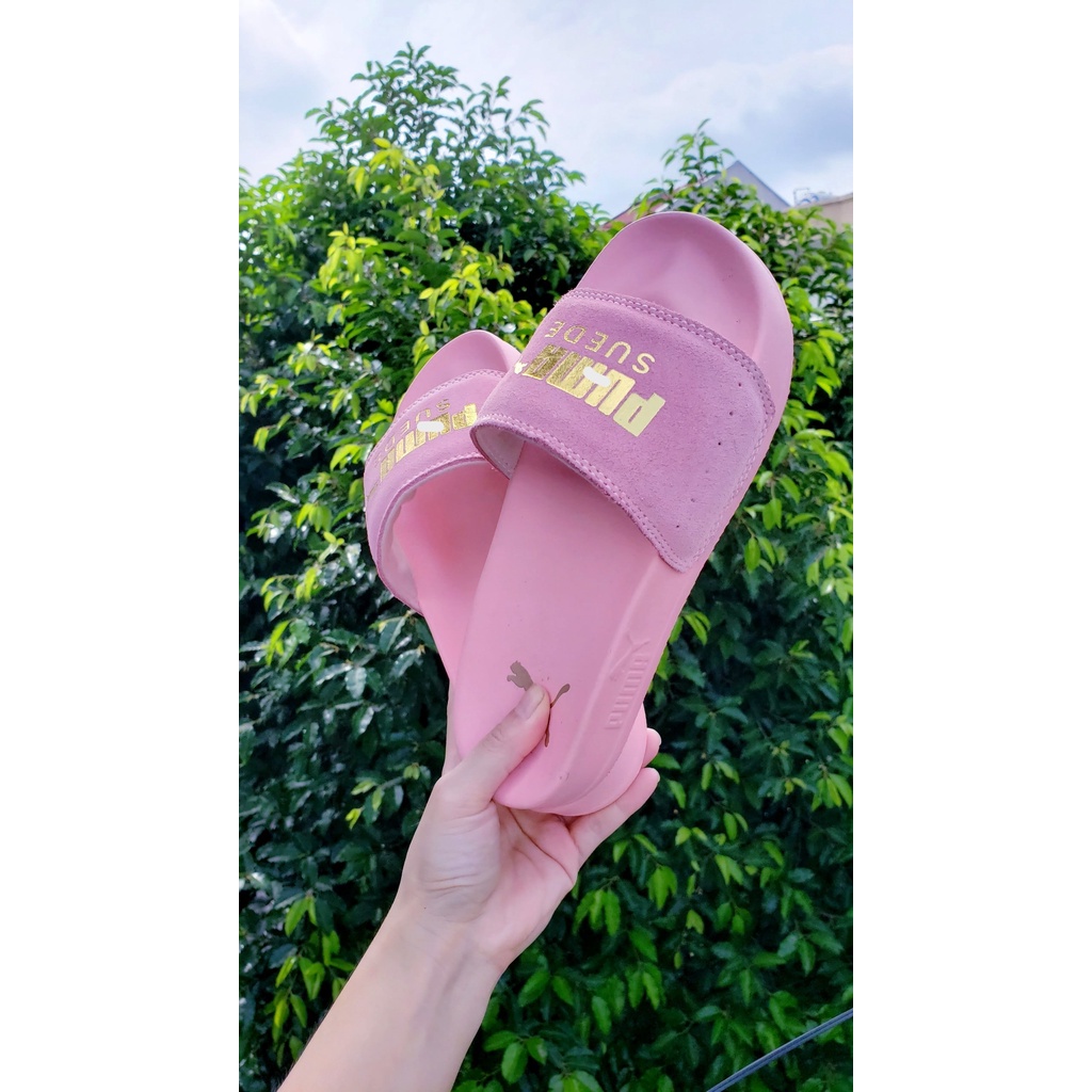 Dép unisex 𝐌𝐋𝐁 𝙋𝙐𝙈𝘼 da lộn chữ dập nổi êm chân nam nữ 36-40