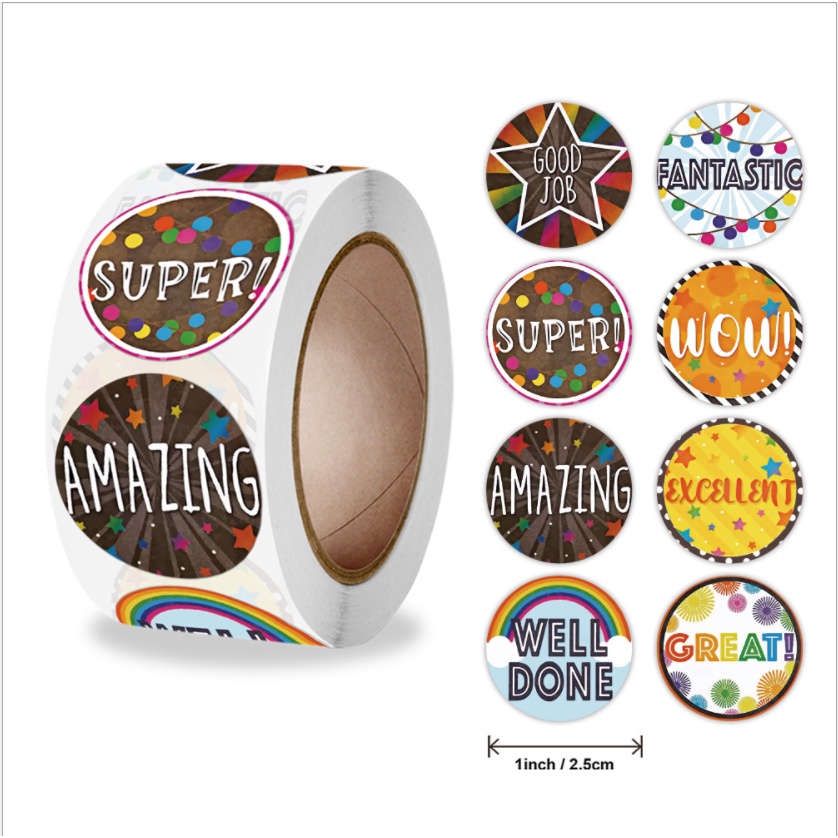 Sticker khen thưởng học sinh nhãn dán trang trí sổ tay xinh xắn Cuộn 500 tem