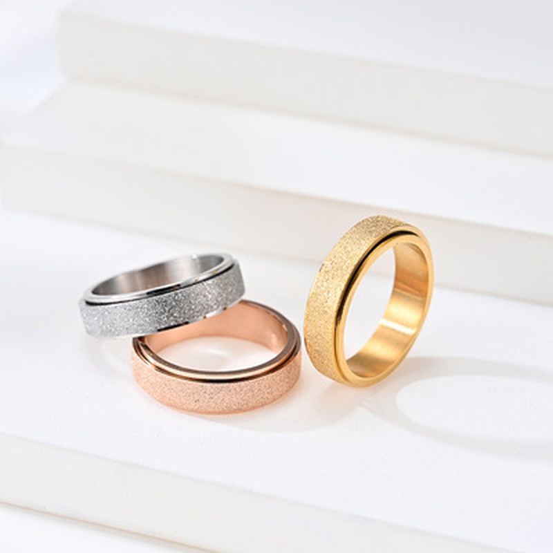 Nhẫn thép không gỉ thời trang Hàn Quốc tối giản màu bạc hình tròn kiểu cổ điển hình học cho đôi lứa