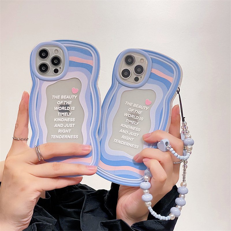 ỐP IPHONE FULL VIỀN XANH HÌNH TRÁI TIM XANH KÈM DÂY