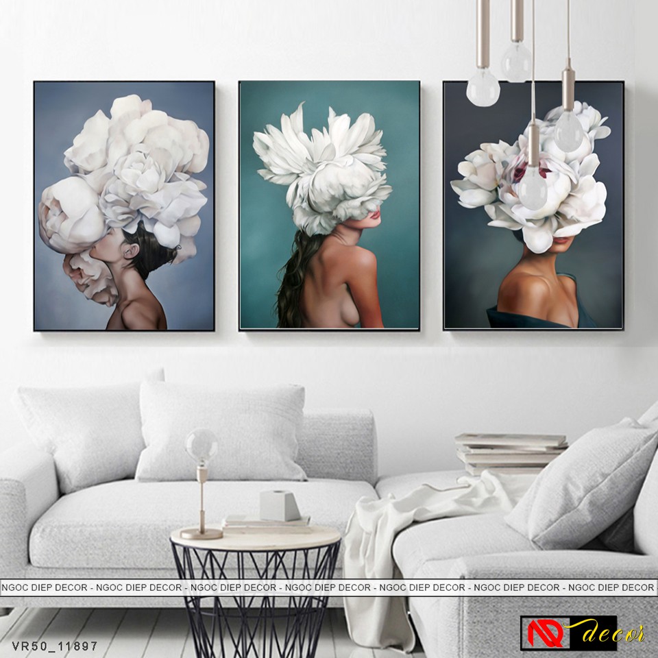 Tranh canvas phòng khách Hoa Hiện Đại decor treo tường trang trí phòng ngủ vintage số hóa nghệ thuật cao cấp HĐ045